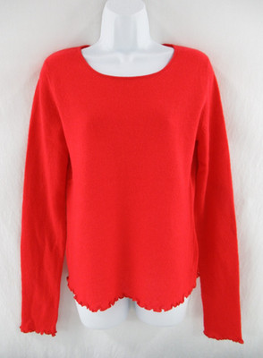 NWT Belle France Women's 100% Cashmere Bright Red Pullover Sweater Size L #C460