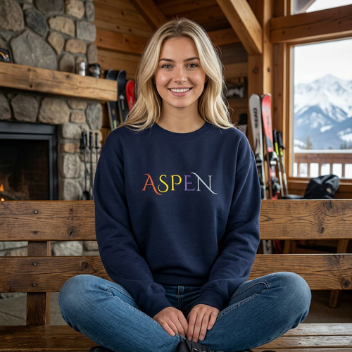Aspen Colorful Script sweatshirt | Aspen crewneck - Picture 1 of 24