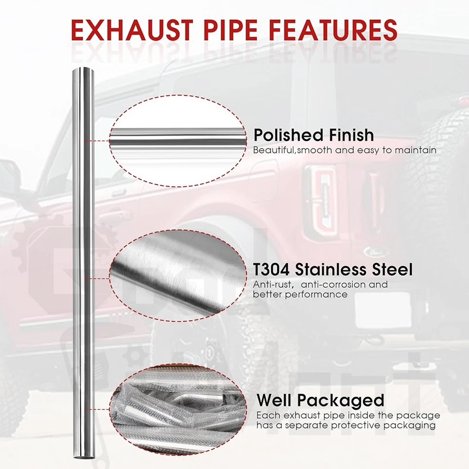8PC 2.5" Straight Bend DIY Custom Mandrel Exhaust Pipe Kit For Ford F-100 Pickup - Image 4 of 4