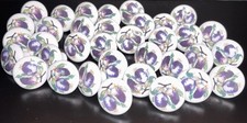 38 Porcelain Cabinet Drawer Knobs Pulls White Purple Plum Floral Fruit Decor
