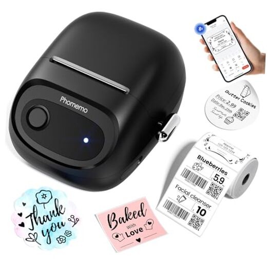 M160 Portable Bluetooth Label Printer with 300+ Templates & 2 Rolls for Home & Office Organization-image