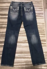Women's, VIGOSS, Embroidery, Straight Leg, Blue Denim, Jeans, Size 8