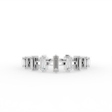 18K White Gold Eternity Ring, Contemporary Baguette Diamonds - DPRN0065