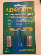 3/4" Aanraku Twofers 2 bit set - Stained Glass Grinder Bits 100/120 Regular Grit