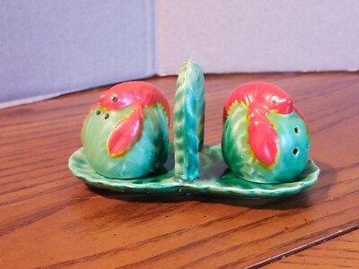 ハーバー　セット Vintage Japan Lobsters Salt Pepper Shaker Set with Base Orange/Red
