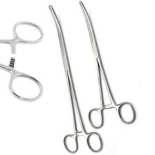 New 2pc Set 8"  10" Curved Hemostat Forceps Locking Clamps Stainless Steel