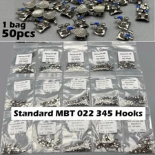 50pcs Dental Orthodontic Brackets metal Braces Standard MBT Slot 022 345 hooks