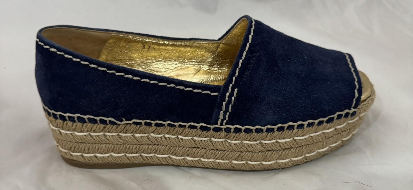 Prada open toe blue suede platform espadrilles si… - image 2