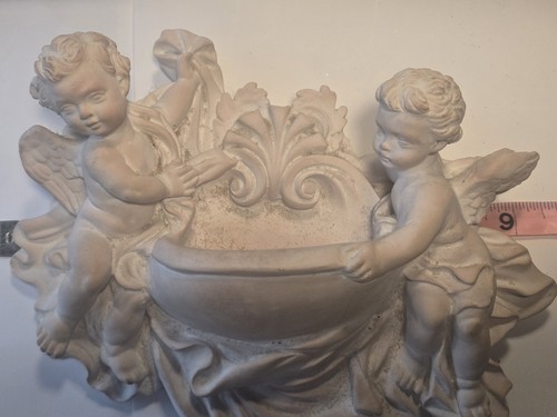 Vintage Stone Cherub Holy Water Fountain Or Succulent Planter - Picture 21 of 24