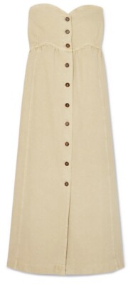 Nanushka Khaki Denim Empire Waist Maxi Dress With Detachable
