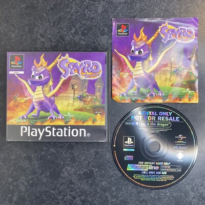 Spyro The Dragon PS1 Spiel Blockbuster Ex Vermietung Not For Resale Clam Case  