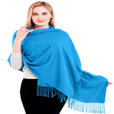 Blue Thick Solid Color Cotton Blend Shawl Scarf Stole Wrap Pashmina CJ Apparel