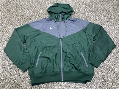 Nike Windbreaker Sideline Football Rain Jacket FZ Mens M Green Gray DH3777  $100