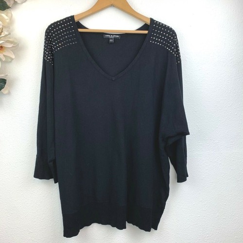 Black Rhinestone Sweater Plus 