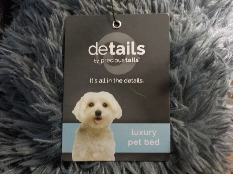 Details by Precious Tails Super Luxury Fur Bolstered Cat & Dog Bed, Gray - Image 4 of 4