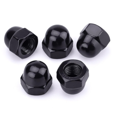 25PCS 1/4''-20 Hex Acorn Cap Nuts, 304 Stainless Steel, Black Oxide Finish
