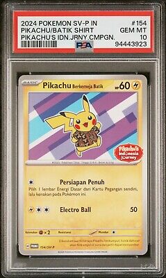 PSA 10 GEM MINT Pikachu Berkemeja Batik 154/SV-P Indonesia PSA 10 GEM MINT Pikachu Berkemeja Batik 154/SV-P Indonesia