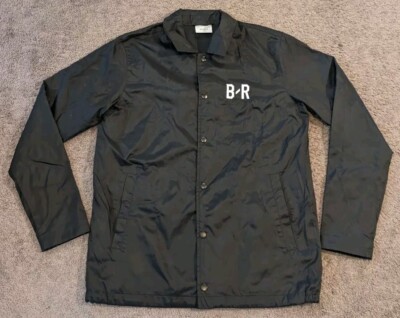 Rare Men's Bleacher Report Black Snap Button Windbreaker Jacker Size Small