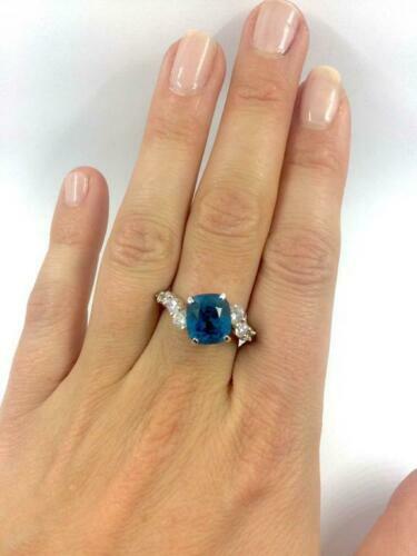 Stunning Intense Blue Zircon 5.95 Carat Women's Wedding 925 Sterling Silver Ring - Picture 1 of 8