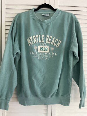 Tsunami Surf Shop Crewneck Women s Size Small Teal Cotton Polyester Blend