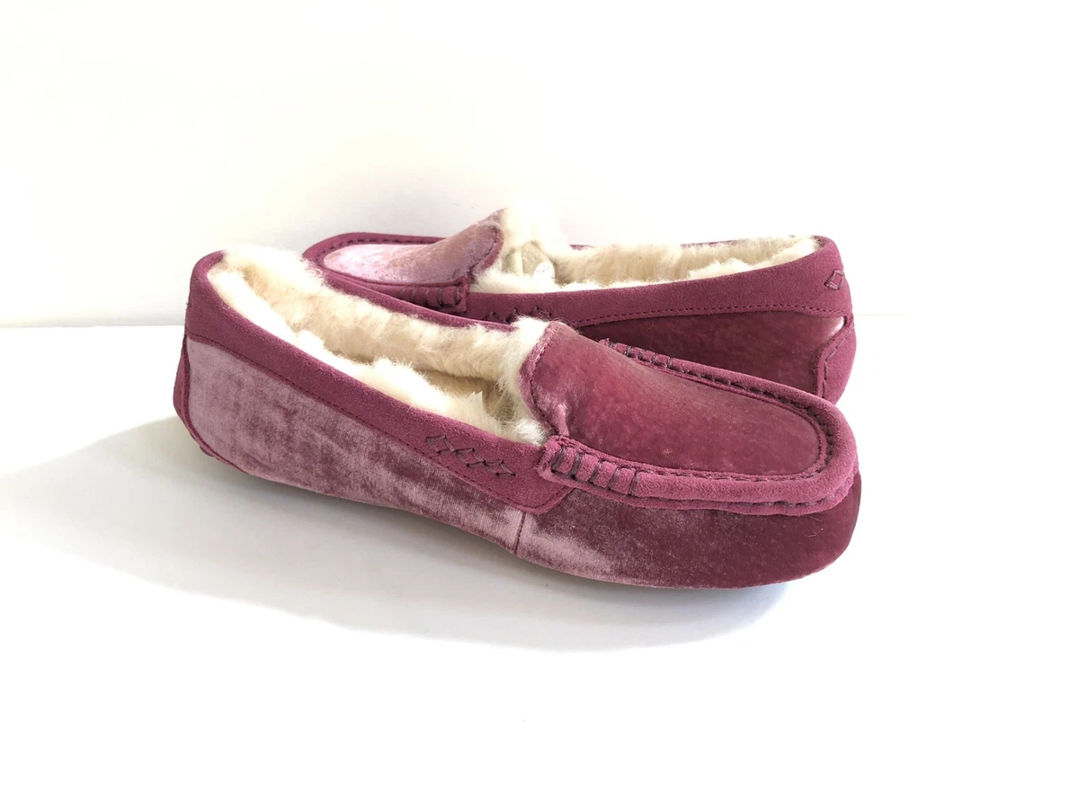 UGG ANSLEY VELVET BOUGAINVILLEA SHEARLING MOCCASIN SHOE US 6 EU