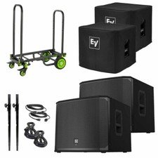 Electro-Voice EKX-18SP 18" Powered Subwoofer Pair  Protective Covers  Cart