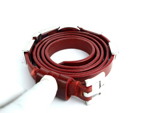 DIESEL Logo Silver Metal Red Leather Women's Accessories Waist Belt 90 CM Italy - Picture 4 of 12