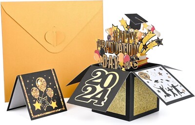 2024 Happy Graduation Pop Up Card Handmade 3D Congratulation Card W/ Envelope