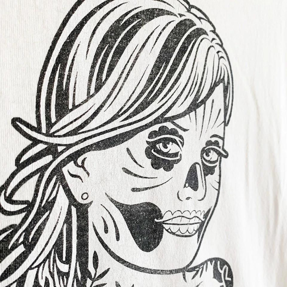 Rebel 8 Vintage Dia De Los Muerte Mike Giant White Cut-Off Tee Shirt XL [Read] - Image 3 of 4