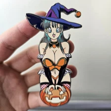Anime / Bulma Halloween Magnetic Limited Enamel 3.6" Metal Pin Badge