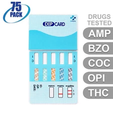 NEW Mintegrity Drug Test 5-Panel Dip Card Urine Home Kit 75-Pack #MI-WDOA-754