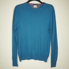 Tommy Hilfiger Men's Blue 15 Cashmere Embroidered Long Sleeve Jumper Medium