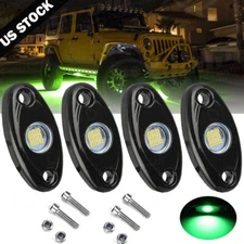 4X Green LED Rock Lights Underbody Glow Pods for Harley Honda Yamaha Motorcycle