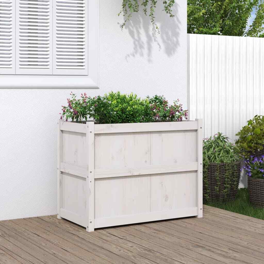 Fioriera Rialzata Bianca 90x50x70 cm | Legno Massiccio vidaXL