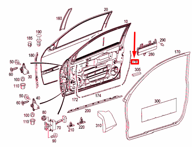 MB C Coupe Cl203 Front Door B-pillar Bottom Left Rail A2037271335 
