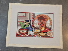 Vintage Finished Needlepoint Canvas SouthWest Native Design Pottery  More 14X18