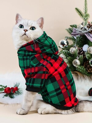 Cat Clothes Cat Christmas Jumper For Cats Christmas Plaid Sweater