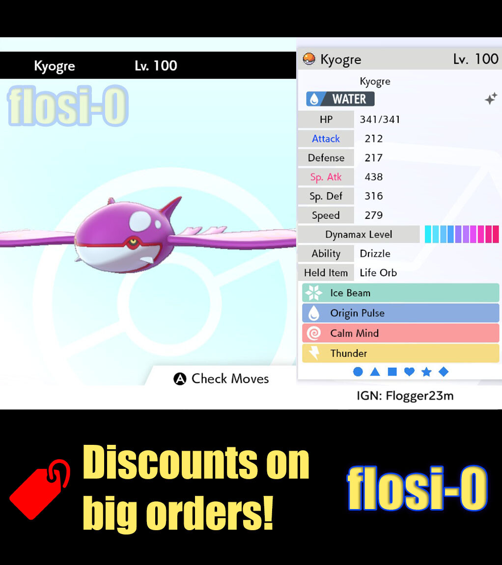 Pokemon Sword and Shield 6IV Shiny Kyogre | eBay