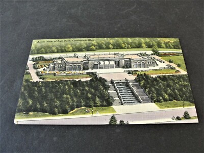 Aerial View of Ault Park -Cincinnati, Ohio-Linen 1945 Postmarked Postcard. RARE.