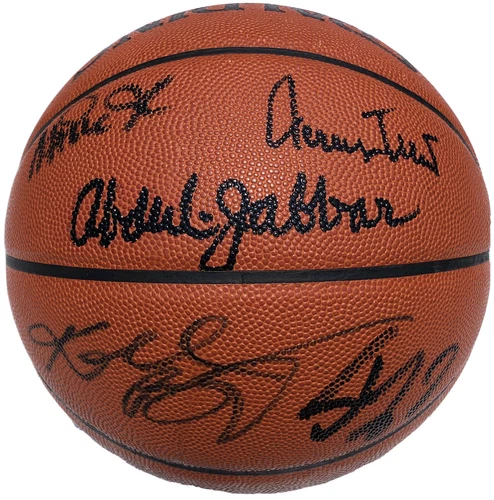 KOBE BRYANT SHAQ MAGIC JOHNSON JERRY WEST KAREEM SIGNED NBA BASKETBALL PSA/DNA