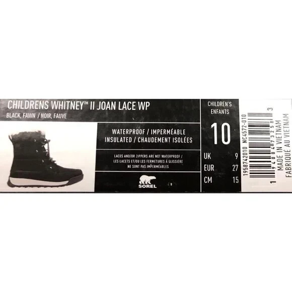SOREL Whitney II Joan Lace WP Suede Boot Children’s Size 10 NIB image 7
