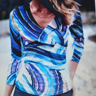 bella di notte flattering  freya wrap top in slinky knit fabric. Never worn