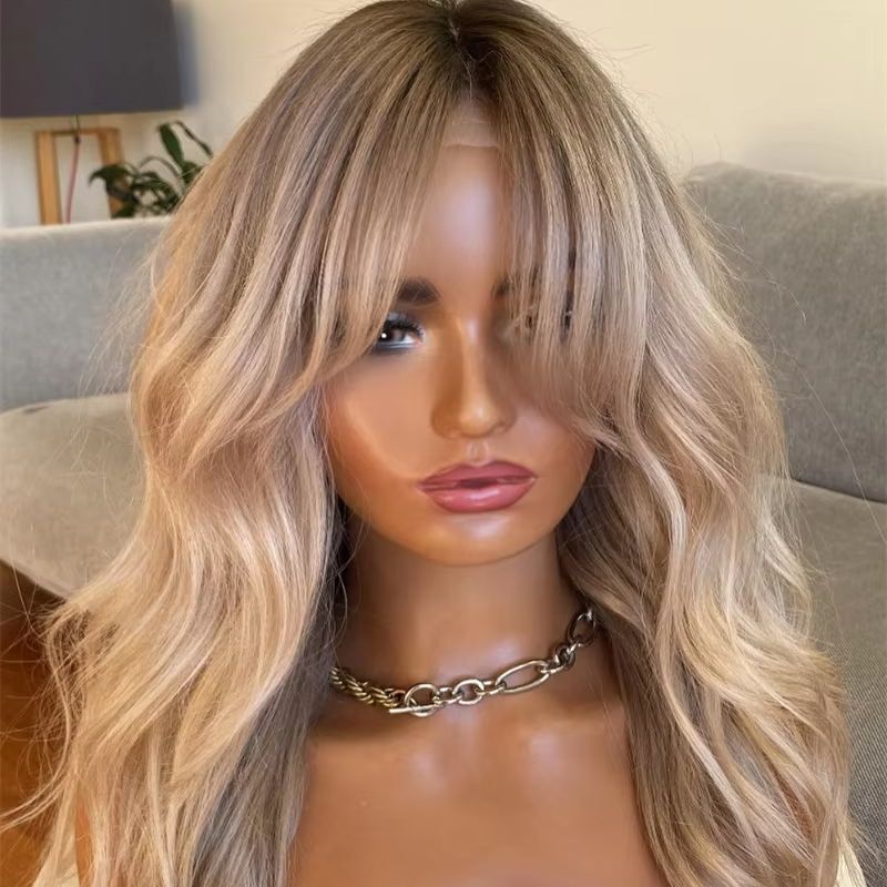 LOLLY 22” ASH BLONDE OMBRÉ BODYWAVE LACE FRONT WIG Lolly Hair Ash Purple 13x4 13x6 HD Lace Front Wigs 180  main image 2