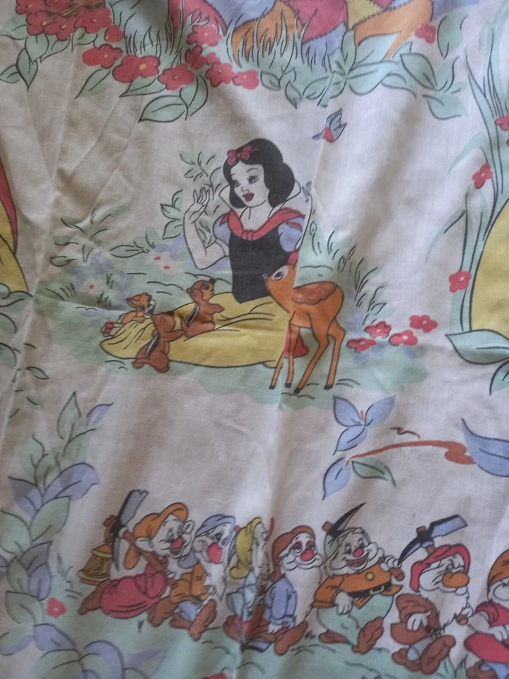 VINTAGE DRAP PLAT Enfant Blanche-Neige Et Les Sept Nains Disney - Photo 3/4