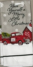Greenbrier Red Truck Christmas Towel