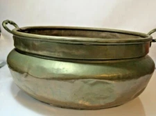 Antique Copper Cauldron/Pot Brass Handles 16"X11"X6"