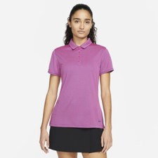 NIKE Women's Victory Textured Printed Golf Polo NWT Dark Pink / Navy SIZE: XS