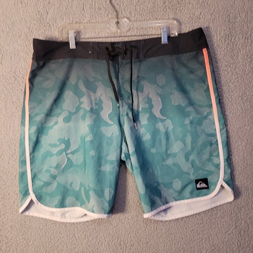 Quiksilver Mens Swimsuit Trunks Board Shorts Black Green Orange Sz 38