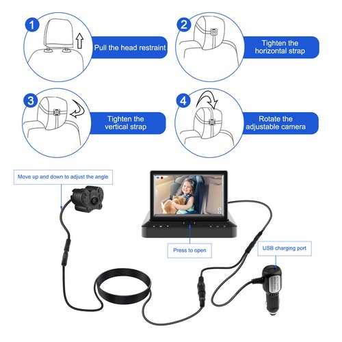 4.3"Car Mirror Back Seat Night Vision Camera Baby Monitor with Car DVR Dash Cam - Bild 6 von 13