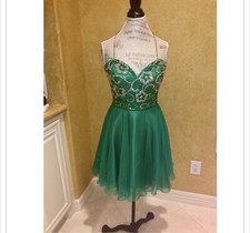 Sherri  Hill Green Rhinestone Short Dress (Able To Be W/ Rhinestone Collar)